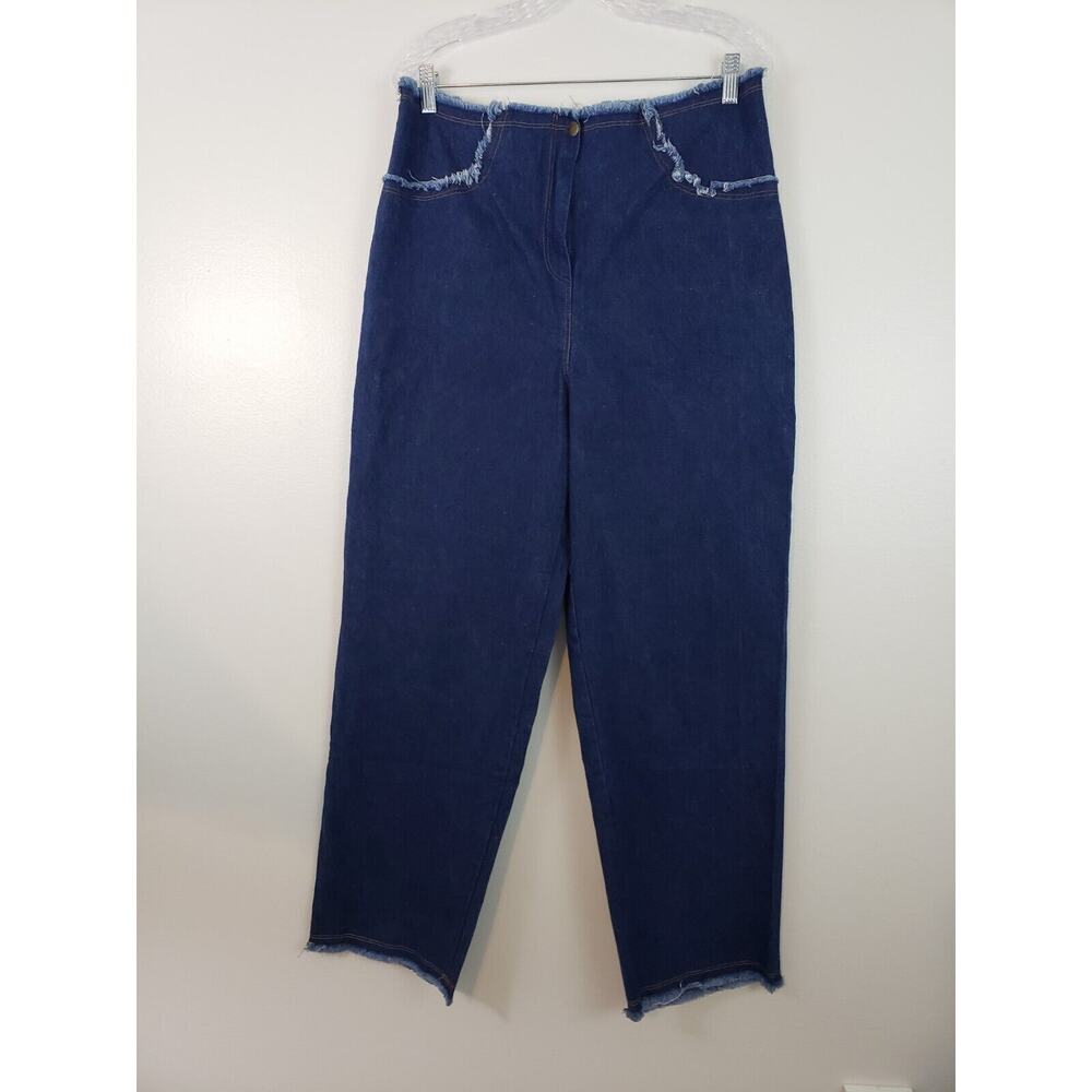 (M5) Y2K Pretty Girls Womens Jeans Size XL Flare Frayed Waist Hem High Rise